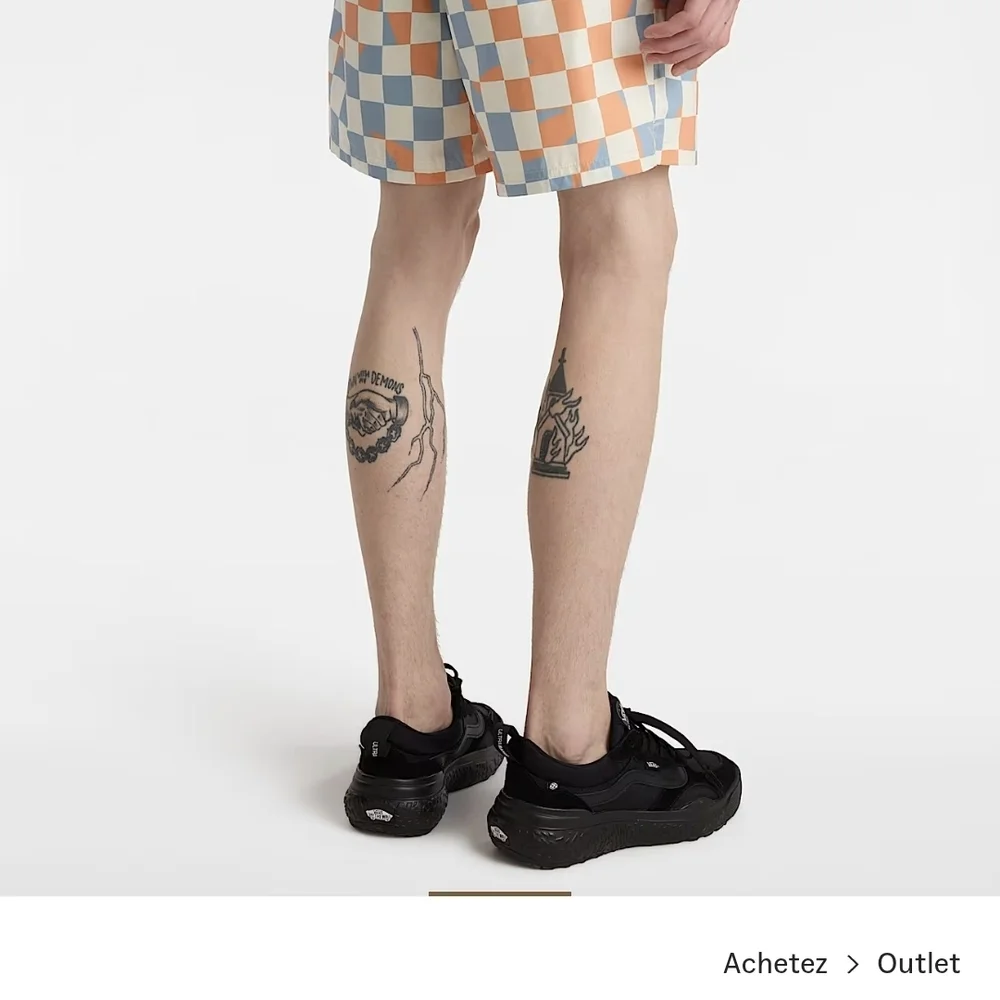 Vans Orange and Blue Checkered Athletic Shorts - Picture 3 of 5